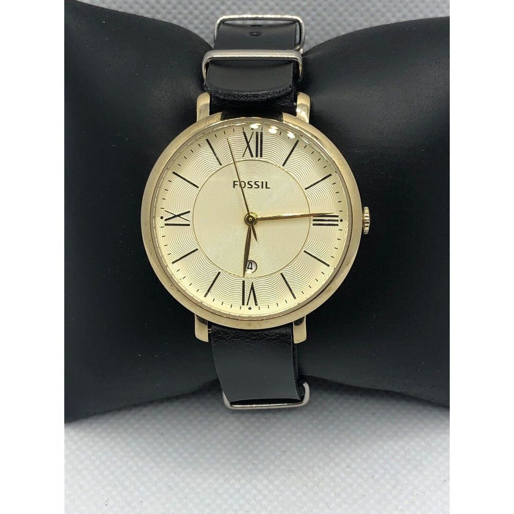 Fossil ES3434 Women's Black Leather Analog Dial Quartz Genuine Wrist Watch LP163